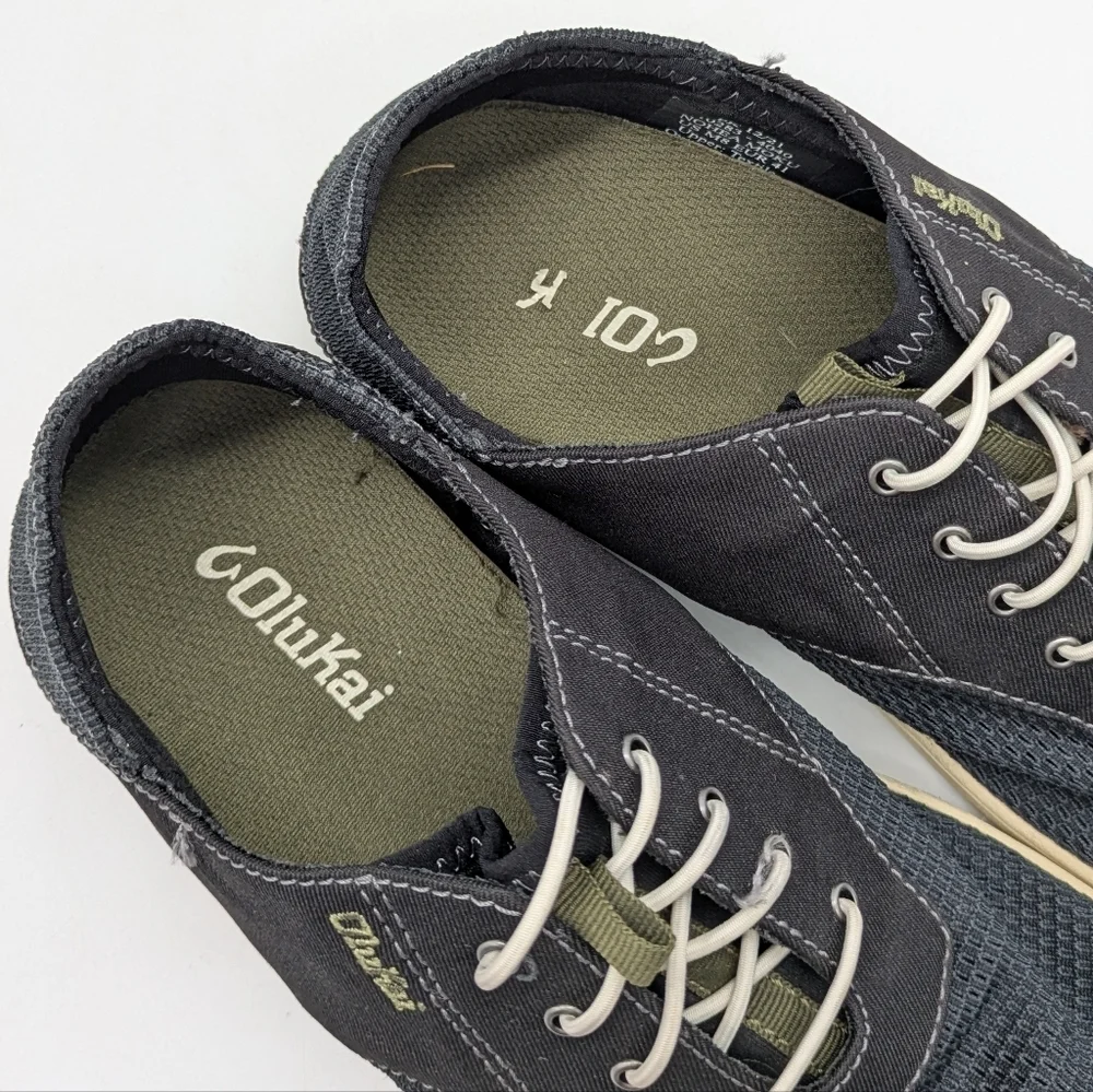 Olukai Nohea Moku Grey Mesh Boat Shoe 8
